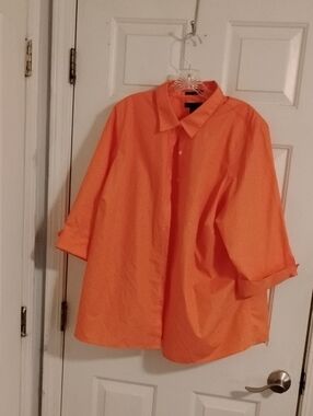 Lands' End Orange Button-Up Top